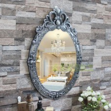 D25 Black Silver  Bathroom Toilet Vanity Wall Makeup Mirror Front Waterproof Y    163196658057